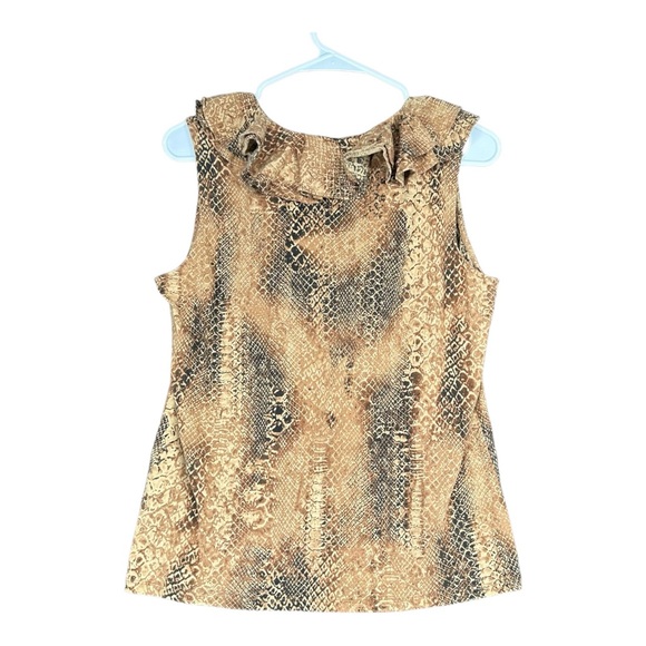 Lauren Ralph Lauren Women’s L Large Snake Print Ruffle Neck Tank Top Sexy Mob - Picture 2 of 9